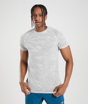 Pánské T Shirts Gymshark Geo Seamless Bílé Světle Šedé | CZ 2402NWY